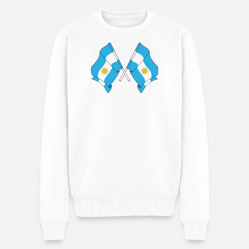 Deux drapeaux croisés de l’Argentine - Pull Premium bio Homme - blanc
