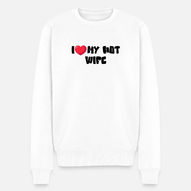 I Love My Hot Wife - Männer Premium Bio Pullover - Weiß