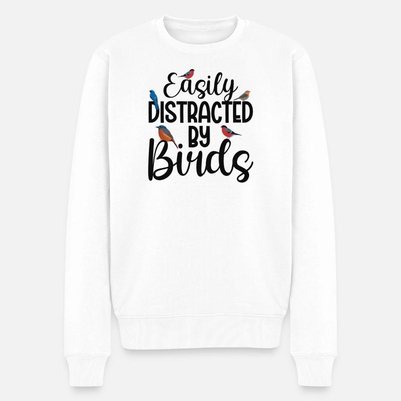 Facilement distrait par les oiseaux - Pull Premium bio Homme - blanc