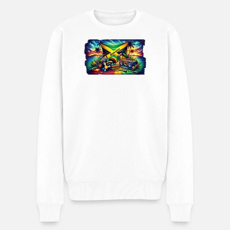 Jamaïque Caraïbes Reggae Musique - Pull Premium bio Homme - blanc