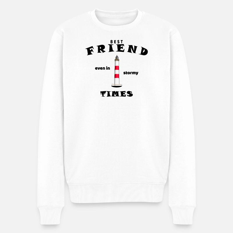 Bester Freund, beste Freundin, Freunde, Englisch - Männer Premium Bio Pullover - Weiß