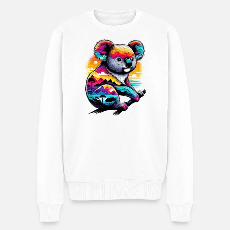 Koala - Männer Premium Bio Pullover - Weiß