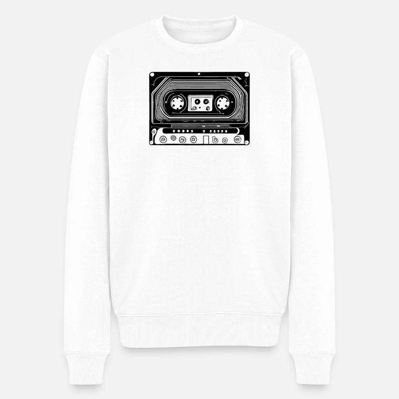 Cassette audio design rétro noir - Pull Premium bio Homme - blanc