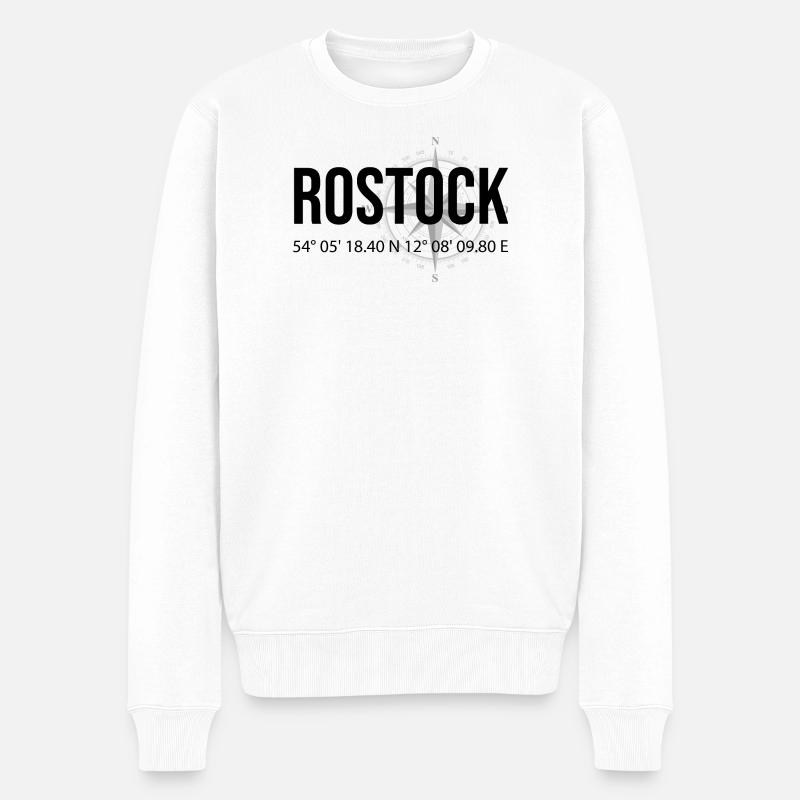 Koordinaten Rostock - Männer Premium Bio Pullover - Weiß
