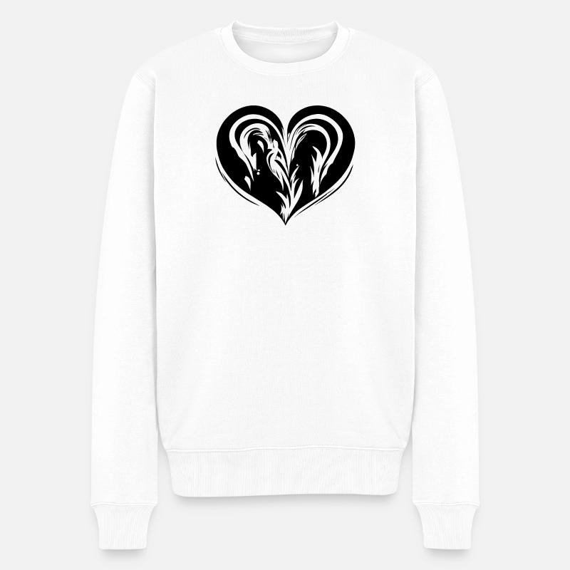Schönes geschwungenes Herz - Männer Premium Bio Pullover - Weiß