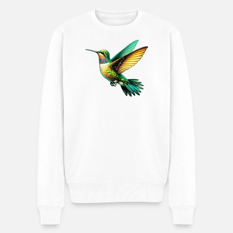 Kolibri - Männer Premium Bio Pullover - Weiß