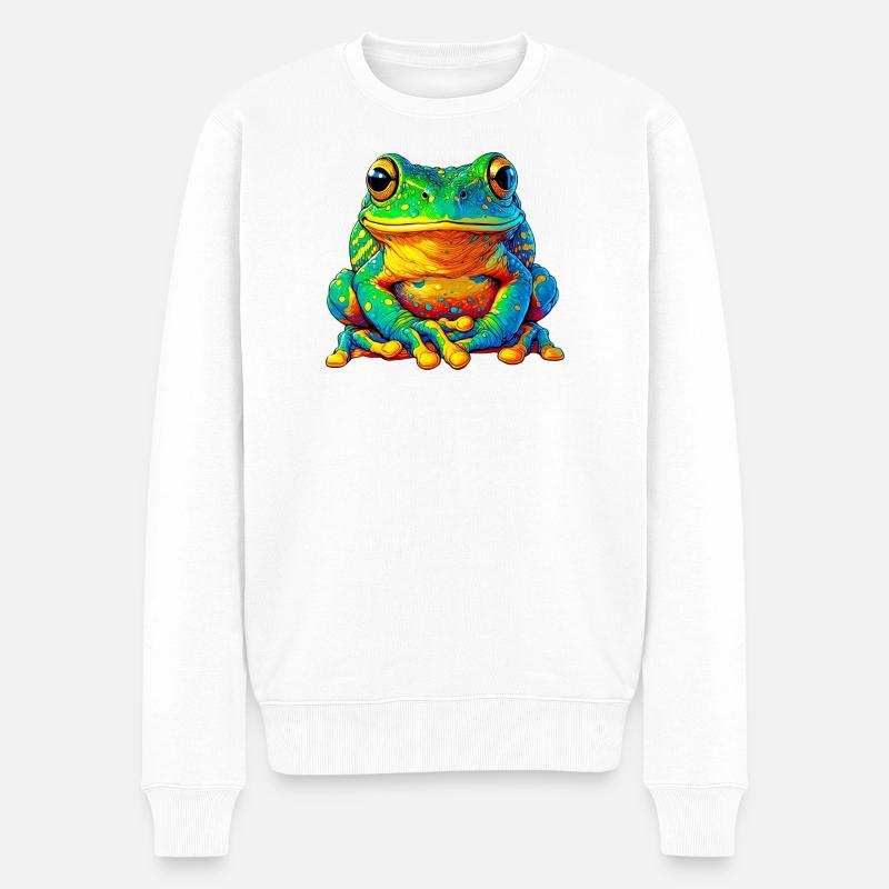 Frosch - Männer Premium Bio Pullover - Weiß