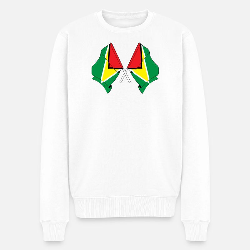 Deux drapeaux croisés de la Guyane - Pull Premium bio Homme - blanc