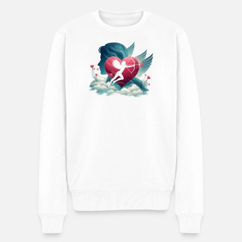 Amor Bogenschütze Herz Kunstwerk - Männer Premium Bio Pullover - Weiß