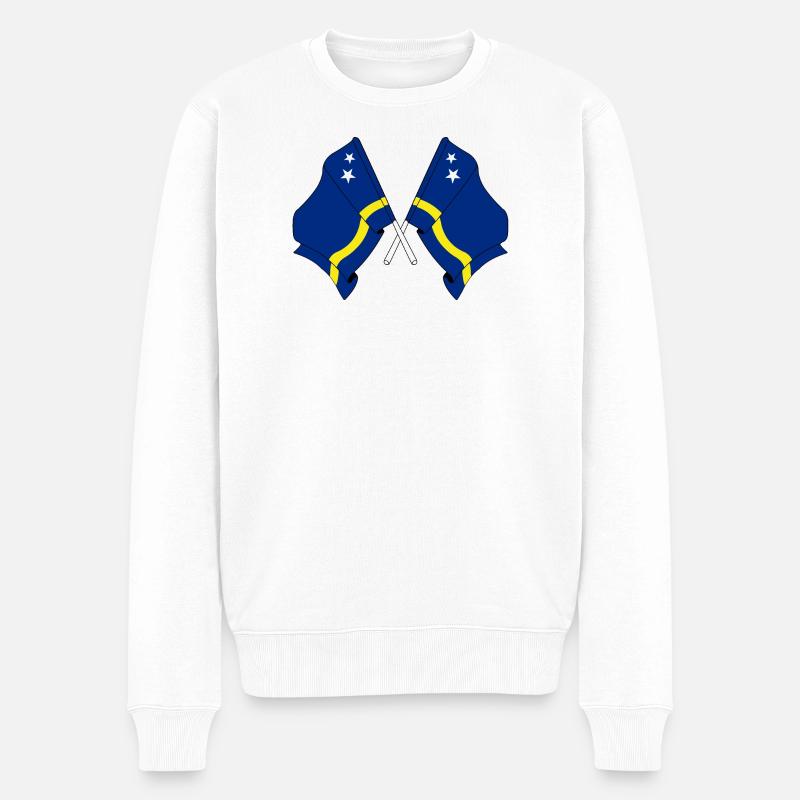 Deux drapeaux croisés depuis Curaçao - Pull Premium bio Homme - blanc