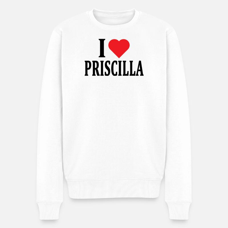Ich liebe Priscilla T-Shirt Geschenkidee - Männer Premium Bio Pullover - Weiß
