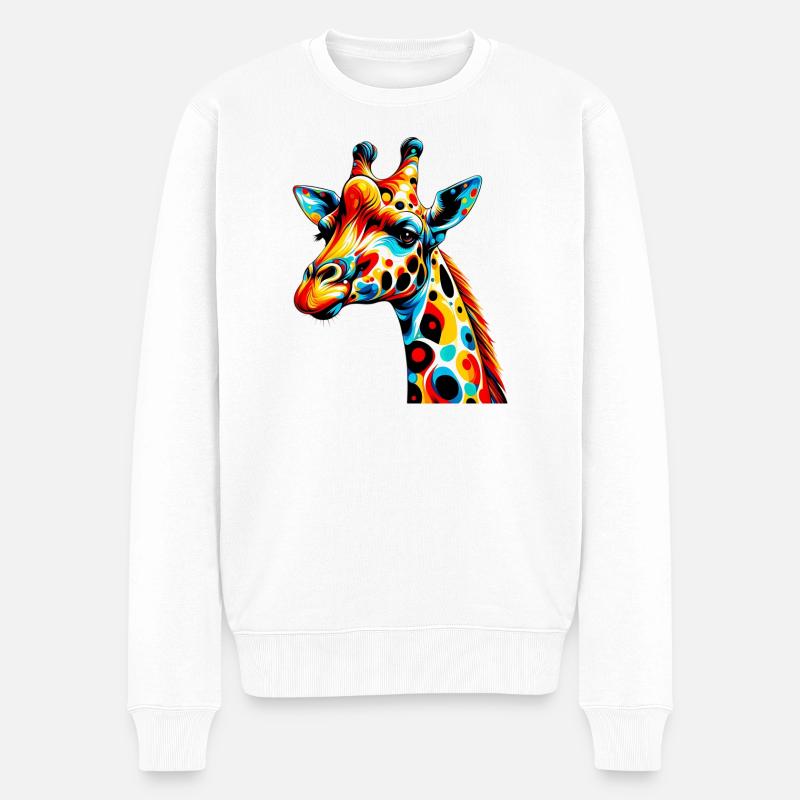 Giraffe - Männer Premium Bio Pullover - Weiß