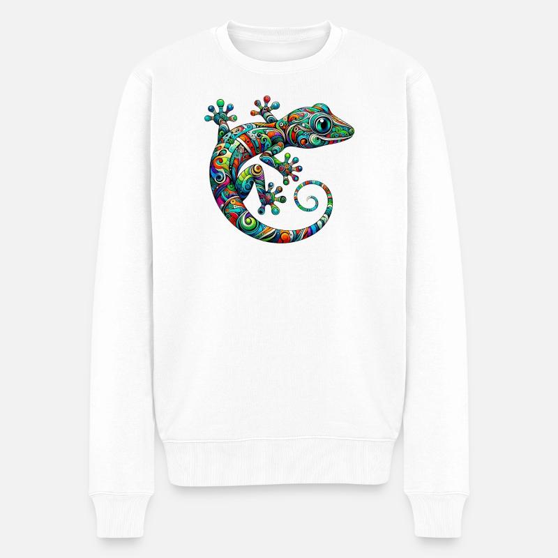 Gecko - Männer Premium Bio Pullover - Weiß