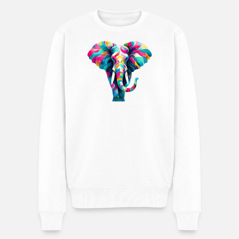 Elefant - Männer Premium Bio Pullover - Weiß