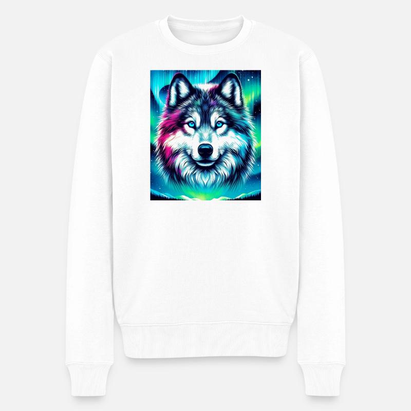 Wolf Husky Hund - Männer Premium Bio Pullover - Weiß