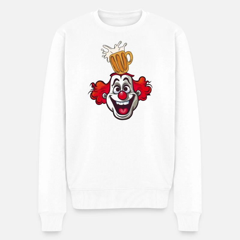 Clown mit Bierglas Splash Karnevalkostüm - Männer Premium Bio Pullover - Weiß