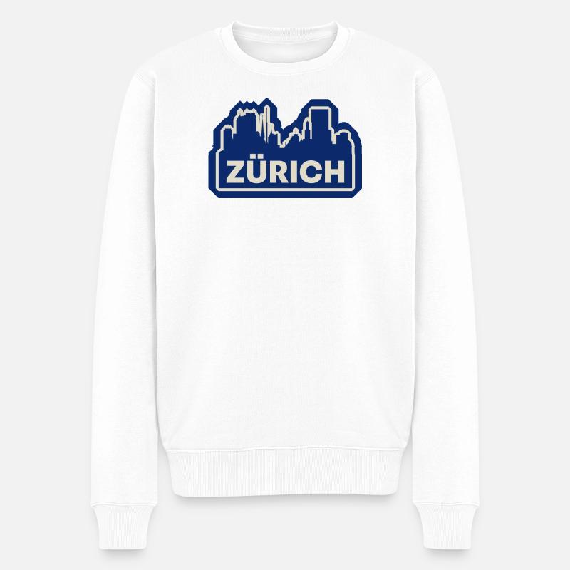 Zürich Skyline Silhouette - Männer Premium Bio Pullover - Weiß