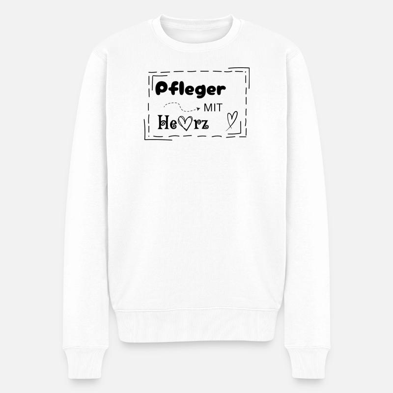 Pfleger mit Herz - Männer Premium Bio Pullover - Weiß
