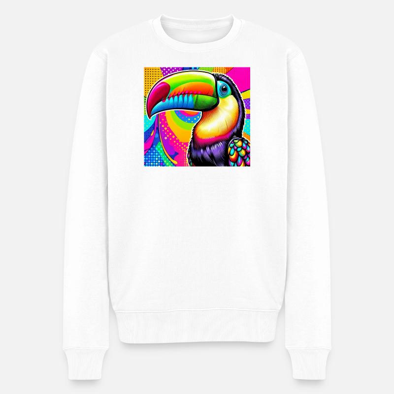 Tukan Pop Art - Männer Premium Bio Pullover - Weiß