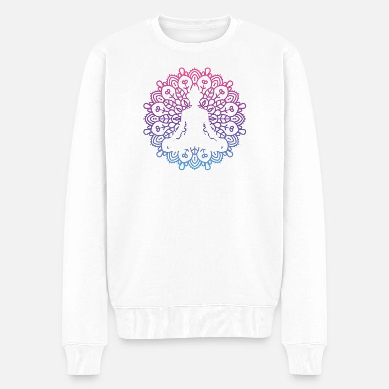 Yoga Mandala - Männer Premium Bio Pullover - Weiß