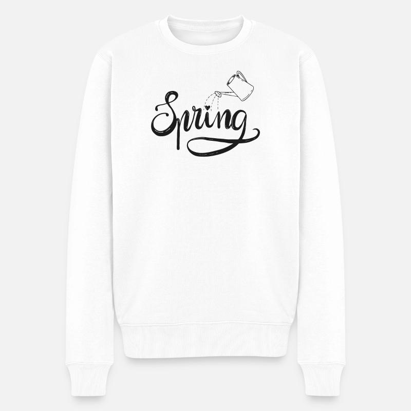 spring frühlingsbeginn garten gießen beet liebe - Männer Premium Bio Pullover - Weiß