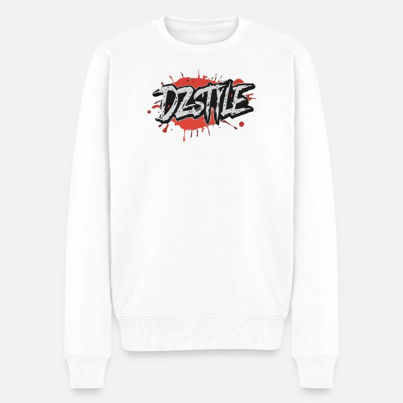 DZ Style Urbain - Graffiti Éclaboussure - Pull Premium bio Homme - blanc