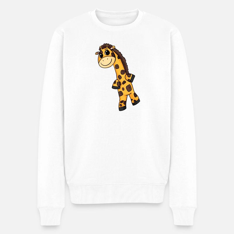 Giraffe Motiv - Männer Premium Bio Pullover - Weiß
