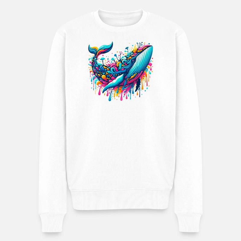 Wal - Männer Premium Bio Pullover - Weiß