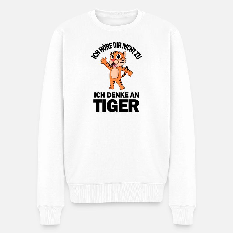 Tiger Spruch - Tiger Sprüche - Männer Premium Bio Pullover - Weiß