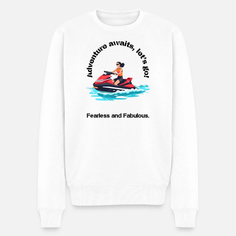 Lebendiges Jetski-Abenteuer-Design - Männer Premium Bio Pullover - Weiß