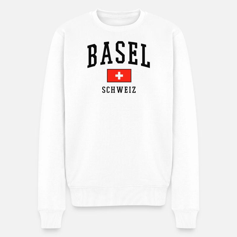 Basel Schweiz Flagge - Männer Premium Bio Pullover - Weiß