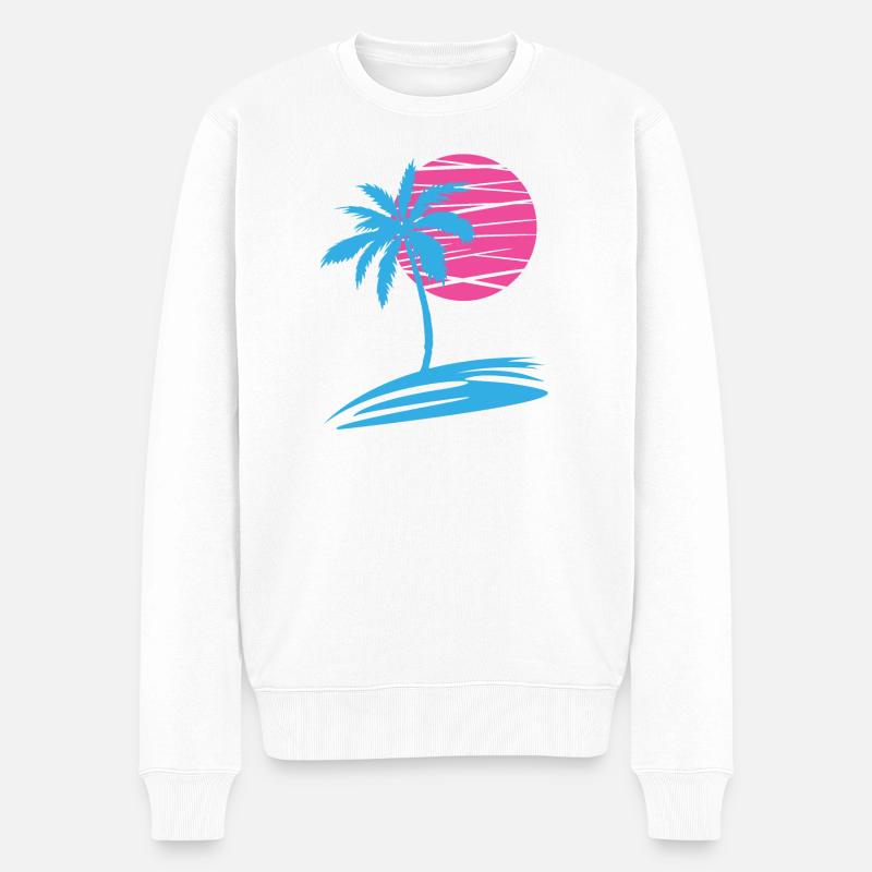 PALMIER D’ÉTÉ DEVANT LE SOLEIL - Pull Premium bio Homme - blanc