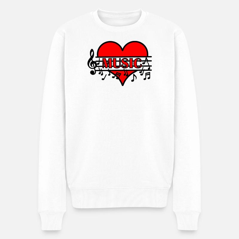 Ich liebe Musik - Männer Premium Bio Pullover - Weiß