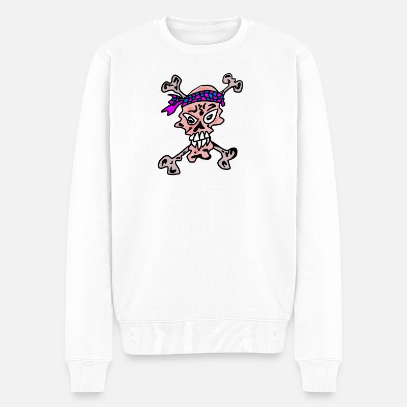 Totenkopf Bandana Muster - Männer Premium Bio Pullover - Weiß