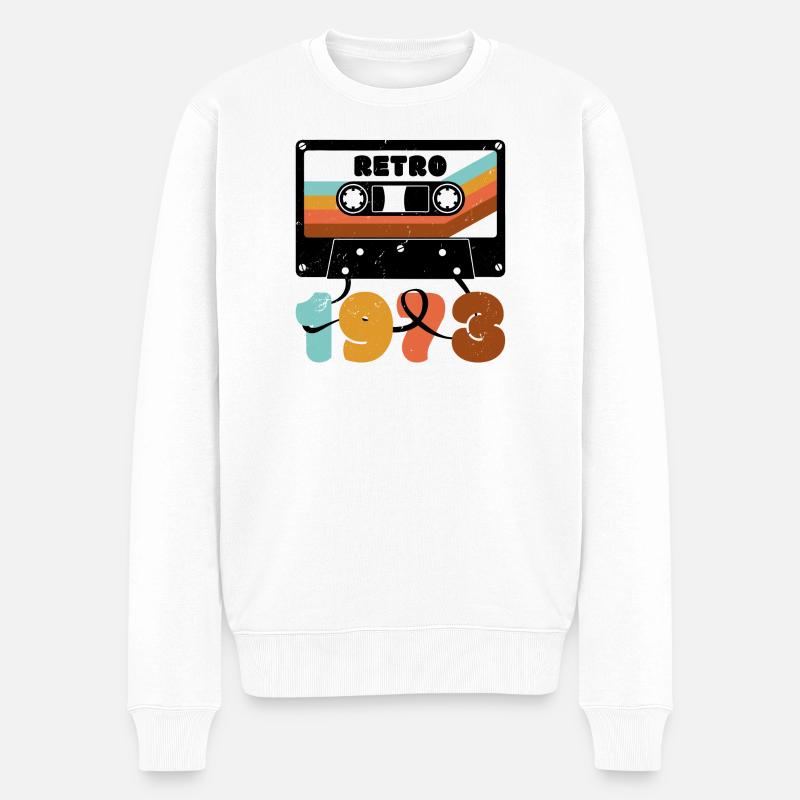 1973 Retro Musikkassette - Männer Premium Bio Pullover - Weiß