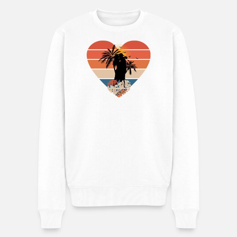 coucher de soleil amour baiser coeur design - Pull Premium bio Homme - blanc