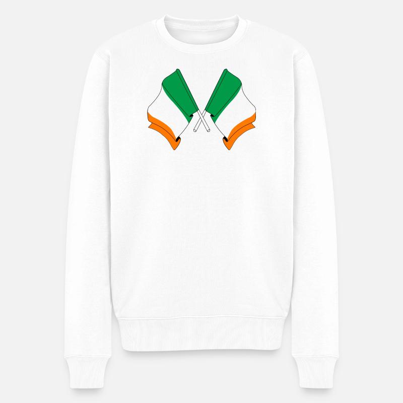 Deux drapeaux croisés de l’Irlande - Pull Premium bio Homme - blanc