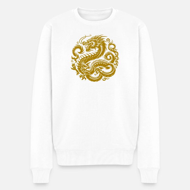 Tatouage de dragon chinois - Pull Premium bio Homme - blanc
