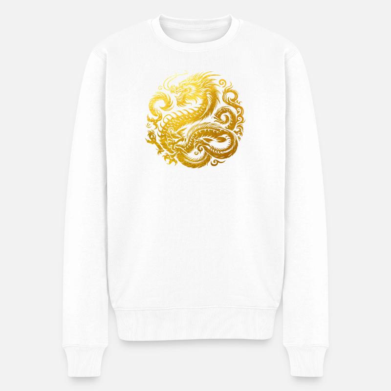 Chinesisches Drachen-Tattoo - Männer Premium Bio Pullover - Weiß