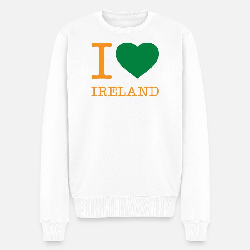 I LOVE IRELAND - Männer Premium Bio Pullover - Weiß