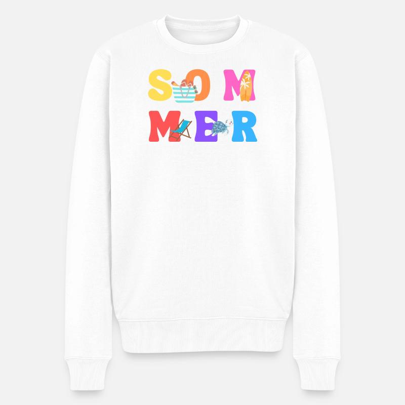 Été - Été - Amour d’été - Soleil - Pull Premium bio Homme - blanc