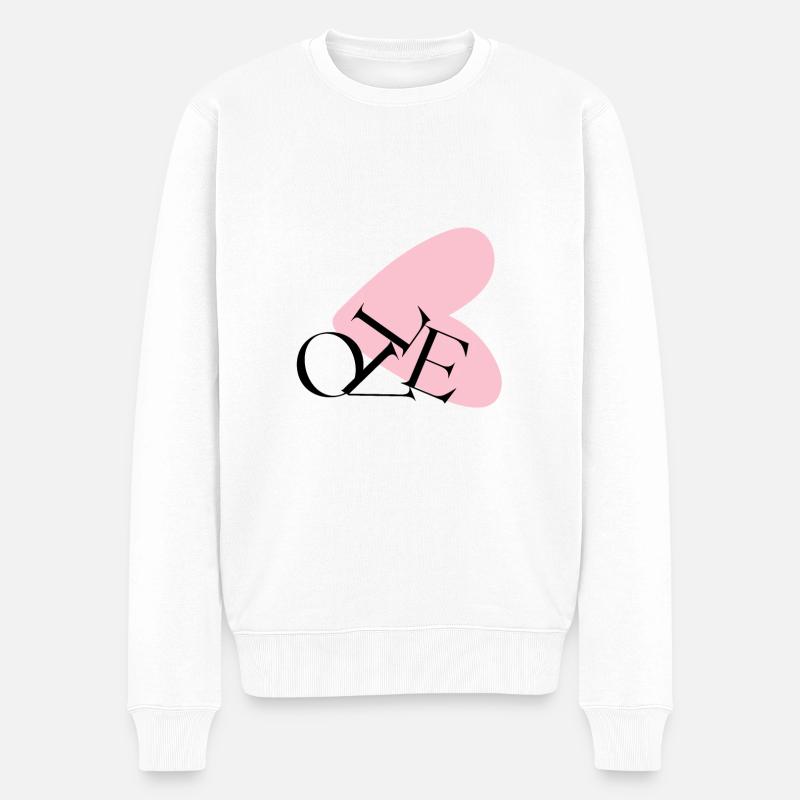 Abstrakte Herztypografie NE - Männer Premium Bio Pullover - Weiß