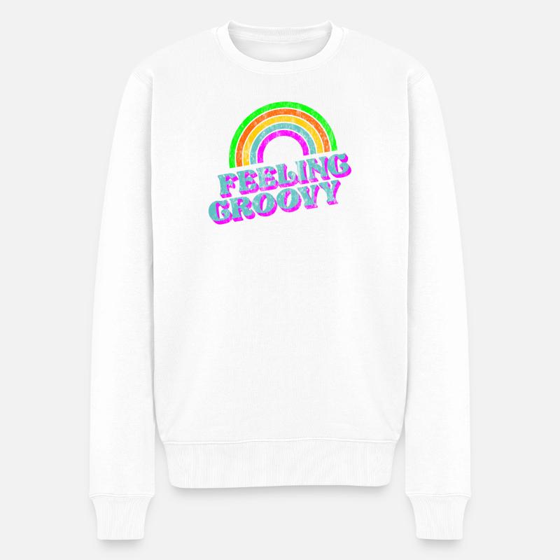 Feeling groovige 70er-Jahre-Dikothek-Disco-Musik - Männer Premium Bio Pullover - Weiß