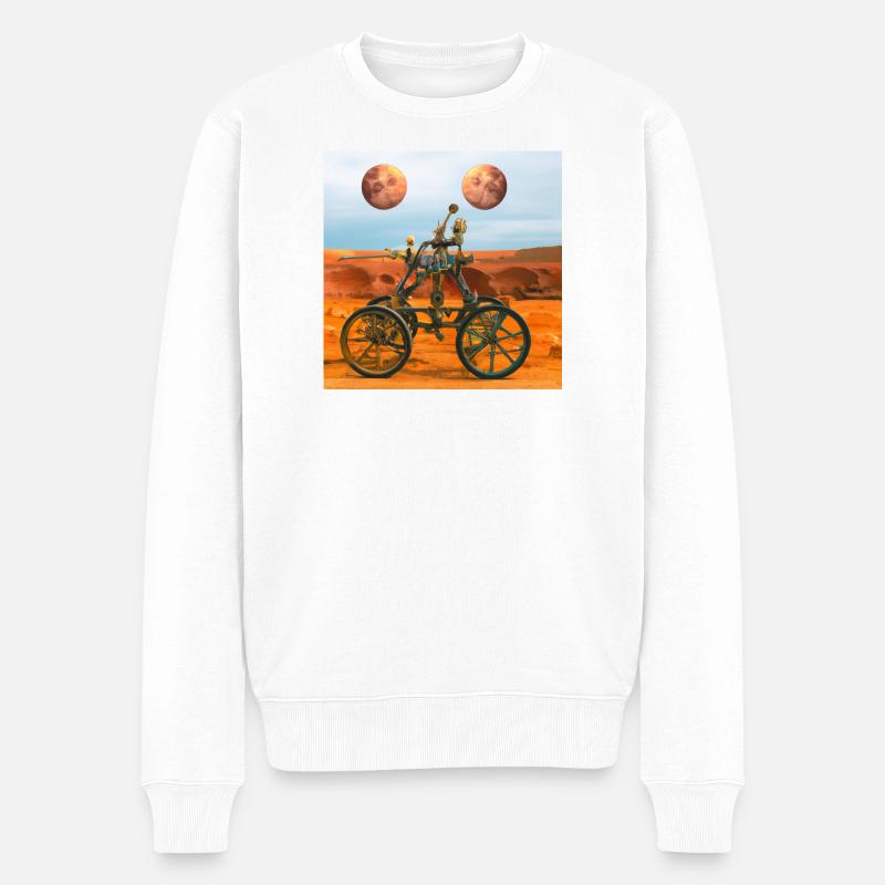 Mars-Rover mit zwei Monde - Männer Premium Bio Pullover - Weiß
