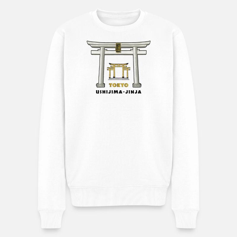 Tokyo, Ushijima-jinja, Torii, Japan Zeichnung - Männer Premium Bio Pullover - Weiß