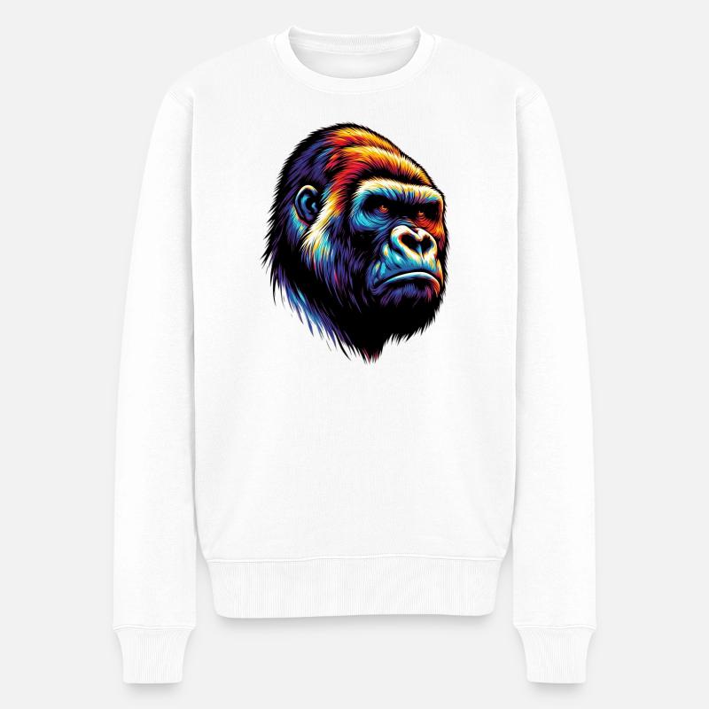 Gorilla - Männer Premium Bio Pullover - Weiß