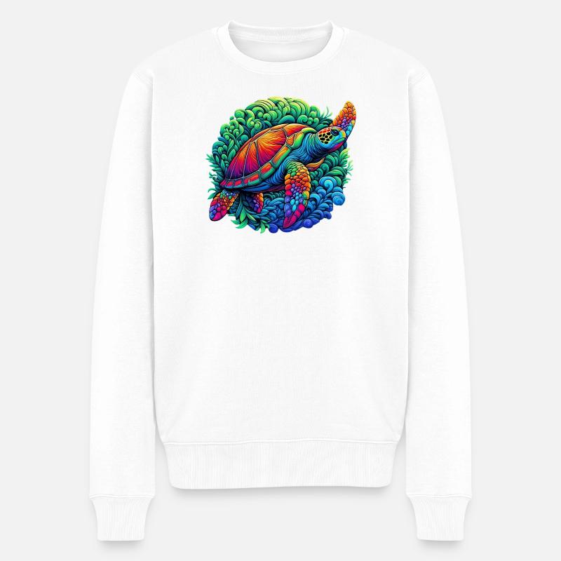 Schildkröte - Männer Premium Bio Pullover - Weiß
