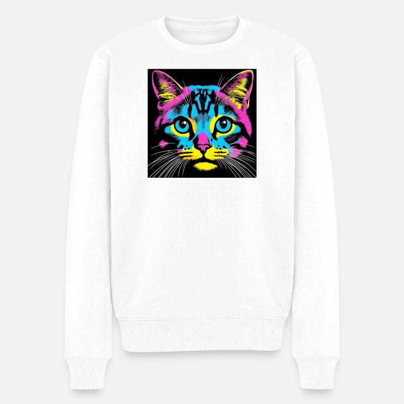 Chat Pop Art - Pull Premium bio Homme - blanc