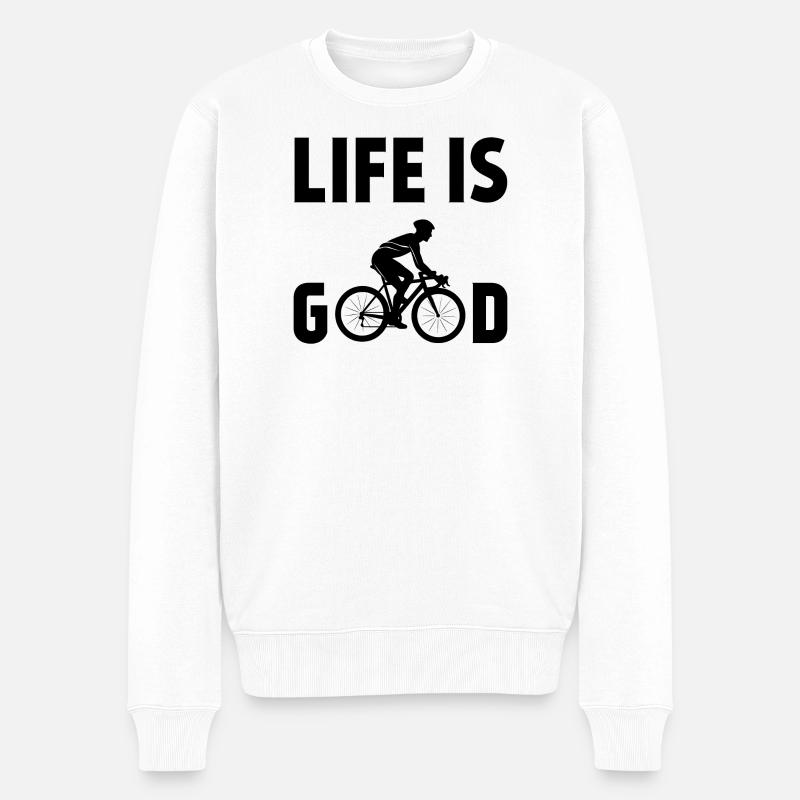 Cyclisme - La vie est belle - Pull Premium bio Homme - blanc
