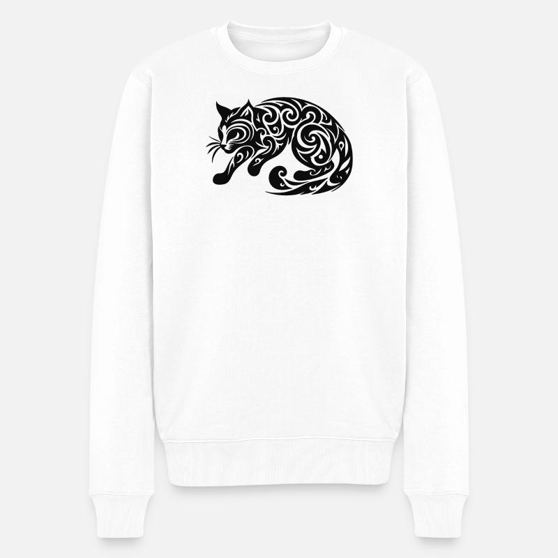 Schwarze Katze - Männer Premium Bio Pullover - Weiß